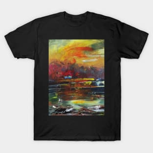 Abstract Landscape Cottage river 216 T-Shirt